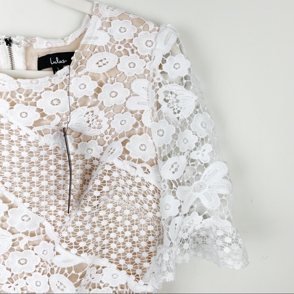 Lulus White Crochet Lace Short Sleeve Mini Dress - Picture 8 of 16